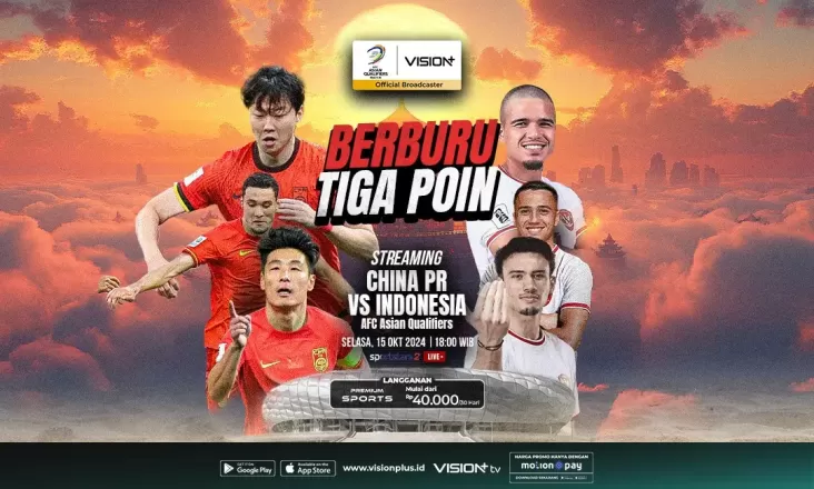 China vs Indonesia, Akses Link Streamingnya di dalam pada Vision+