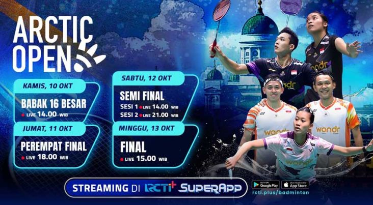 Jadwal Live Streaming Kejuaraan Badminton, Arctic Open 2024 pada area RCTI+ SuperApp