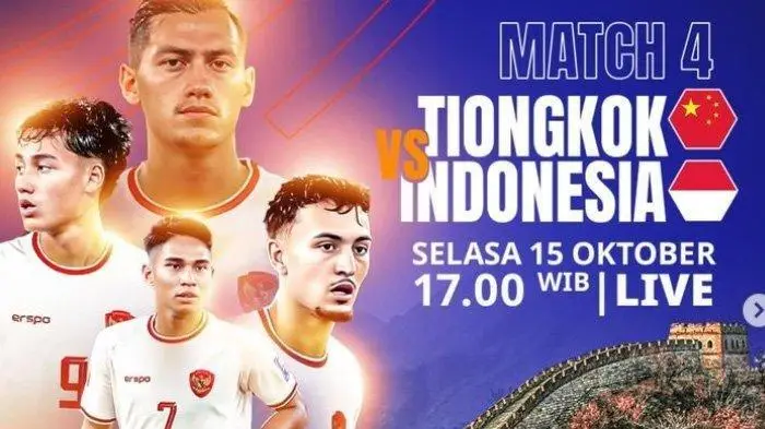 Link Live Streaming Timnas Indonesia vs China pada Vision Plus