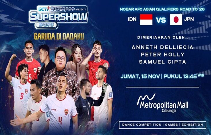Ikutan Nobar Timnas Indonesia vs Negeri Sakura dalam area Cileungsi, Bisa Lihat Kpop Dance Competition Sampai Nonton Anneth, Peter Holly & Samuel Cipta