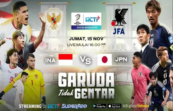 Streaming Laga AFC Asian Qualifiers Road to 26: Timnas Indonesia vs Negeri Matahari Terbit di dalam di RCTI+ SuperApp