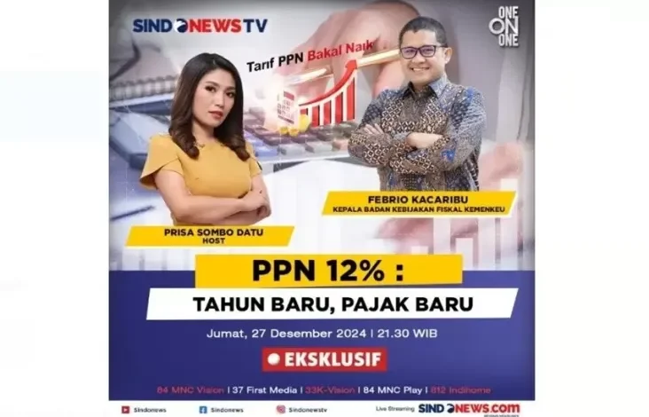 Saksikan One on One Bersama Kepala Badan Kebijakan Fiskal Kemenkeu Febrio Kacaribu, hari terakhir pekan 27 Desember 2024 Saat 21.30 Waktu Indonesia Barat pada area SINDOnews TV