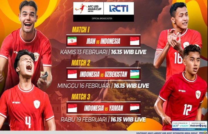 Jadwal kemudian Live Streaming Timnas Indonesia pada AFC Asian Cup U-20 2025