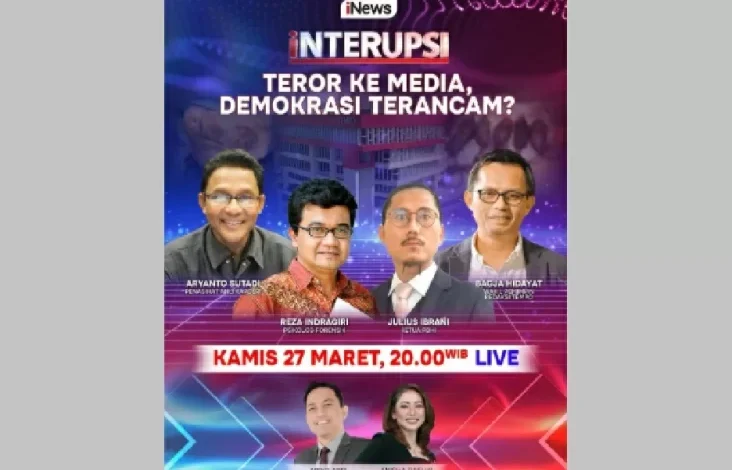 Waktu senja Ini adalah adalah Teror ke Media, Demokrasi Terancam? di tempat area INTERUPSI sama-sama Ariyo Ardi, Anisha Dasuki juga Para Narasumber Kredibel Lainnya Live dalam area iNews